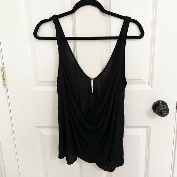 Women Free People V Neck Tank Top Black Small - Picture 2 of 9